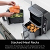 image:imageNinja Air Fryer DoubleStack 8 Qt 6in1 Black SL201  Air fry broil roast bake reheat dehydrate Cooks 4 foods at once Smart Finish Match Cook10 QT