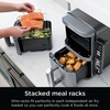 image:imageNinja Air Fryer DoubleStack 8 Qt 6in1 Black SL201  Air fry broil roast bake reheat dehydrate Cooks 4 foods at once Smart Finish Match Cook100 Qt