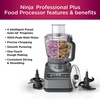 image:imageNinja BN601 Professional Plus Food Processor 1000PeakWatts with AutoiQ Preset Programs Chop Puree Dough Slice Shred with a 9Cup Capacity and a Silver Stainless Finish Renewed