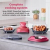 image:imageNinja Crispi Glass Air Fryer 4in1 Cherry Crush FN101DR  Max crisp bake air fry recrisp 450F max 4 Qt and 6 Cup containers PFASfree glass