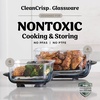 image:imageNinja Crispi Glass Air Fryer 4in1 Grey FN101GY  Max crisp bake air fry recrisp 450F max 4 Qt and 6 Cup containers PFASfree glassStone