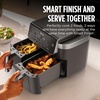 image:imageNinja DZ401 Foodi 10 Quart 6in1 DualZone XL 2Basket Air Fryer with 2 Independent Frying Baskets Match Cook amp Smart Finish to Roast Broil Dehydrate for Quick Easy FamilySized Meals Grey  Air fry roast broil bake reheat dehydrate 2 independent 5 Qt baskets Match Cook IQ Boost8QT  DualZone 2026 Release
