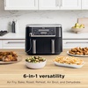 image:imageNinja DZ401 Foodi 10 Quart 6in1 DualZone XL 2Basket Air Fryer with 2 Independent Frying Baskets Match Cook amp Smart Finish to Roast Broil Dehydrate for Quick Easy FamilySized Meals Grey  Air fry roast broil bake reheat dehydrate 2 independent 5 Qt baskets Match Cook IQ Boost10QT  DualZone w probe