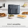 image:imageNinja Foodi Air Fryer 10 Qt DualZone Smart XL 6in1 Grey DZ550GY  Air fry roast broil bake reheat dehydrate Smart Cook thermometer Stainless steel10QT wThermometer GREY