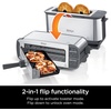 image:imageNinja Foodi Flip Toaster 2in1 2Slice Stainless Steel ST101  Toast bagel defrost bake broil reheat 1500W 7 shade settings Dishwashersafe crumb tray4 Functions