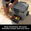 image:imageNinja FrostVault 30qt Cooler with Wheels Dry Storage Lakeshore Blue  Ninja FrostVaults 30qt capacity holds 48 cans keeps food cool amp dry and rolls easily on allterrain wheelsSlate Gray