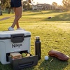 image:imageNinja FrostVault 30qt Cooler with Wheels Dry Storage Lakeshore Blue  Ninja FrostVaults 30qt capacity holds 48 cans keeps food cool amp dry and rolls easily on allterrain wheelsStrawberry Rhubarb