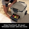 image:imageNinja FrostVault 30qt Cooler with Wheels Dry Storage Lakeshore Blue  Ninja FrostVaults 30qt capacity holds 48 cans keeps food cool amp dry and rolls easily on allterrain wheelsBirch Beige