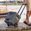 image:imageNinja FrostVault 30qt Cooler with Wheels Dry Storage Lakeshore Blue  Ninja FrostVaults 30qt capacity holds 48 cans keeps food cool amp dry and rolls easily on allterrain wheelsCloud White