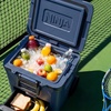 image:imageNinja FrostVault 30qt Cooler with Wheels Dry Storage Lakeshore Blue  Ninja FrostVaults 30qt capacity holds 48 cans keeps food cool amp dry and rolls easily on allterrain wheelsCharcoal Grey