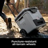image:imageNinja FrostVault 30qt Cooler with Wheels Dry Storage Lakeshore Blue  Ninja FrostVaults 30qt capacity holds 48 cans keeps food cool amp dry and rolls easily on allterrain wheelsCharcoal Grey