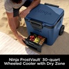 image:imageNinja FrostVault 30qt Cooler with Wheels Dry Storage Lakeshore Blue  Ninja FrostVaults 30qt capacity holds 48 cans keeps food cool amp dry and rolls easily on allterrain wheelsLakeshore Blue