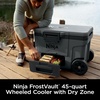 image:imageNinja FrostVault 45qt Cooler with Wheels Dry Storage Lakeshore Blue  Ninja FrostVaults 45qt capacity holds 68 cans keeps food cool amp dry and rolls easily on allterrain wheelsCharcoal Grey