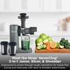 image:imageNinja NeverClog Cold Press Juicer 24oz Jug 36oz Pulp Silver JC151SL  150W hightorque auger juices fibrous fruits amp veggies Total Pulp Control 2 onetouch programs Dishwasher safeCharcoalShredder