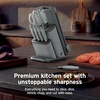 image:imageNinja NeverDull 10Pc German Steel Knife Set Stone Gold NK32010SD1  Stays razorsharp 10 years Premium German steel Removable sharpener stores in a drawer saving up to 35 more counter spaceLight Grey