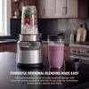 image:imageNinja NutriPlus Personal Blender 900PW 3 20oz Cups Silver BN301  900peakwatt pushtoblend motor for smoothies amp sauces 3 20oz cups 2 spout lids amp storage lid Dishwasher safeAuto Blend