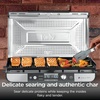 image:imageNinja Sizzle Indoor Grill amp Griddle 14 500F GreySilver GR101  Interchangeable nonstick grill amp griddle plate dishwashersafe lid 500F edgetoedge heat for perfect chargrilled marks20 Inch