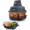 image:imageNinja Crispi Glass Air Fryer 4in1 Grey FN101GY  Max crisp bake air fry recrisp 450F max 4 Qt and 6 Cup containers PFASfree glassCyberspace Gray