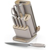 image:imageNinja NeverDull 10Pc German Steel Knife Set Stone Gold NK32010SD1  Stays razorsharp 10 years Premium German steel Removable sharpener stores in a drawer saving up to 35 more counter spaceStone