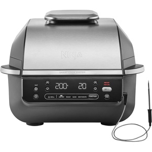 image:imageNinja 5in1 Indoor Grill and Oil Free Deep Fryer 5 Modes EG351EU  Cooks up to 4 burgers 57L capacity low smoke emission digital meat thermometer included