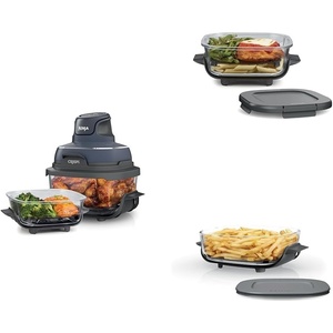 image:imageNinja Air Fryer 25 QT Crispi System  4 Containers with Storage Lids Air Fryer Microwave Freezer amp Dishwasher Safe Non Toxic Portable Cooking System Compatible with Ninja FN100 Crispi SeriesCrispi Deluxe 2