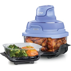 image:imageNinja Crispi Glass Air Fryer 4in1 Grey FN101GY  Max crisp bake air fry recrisp 450F max 4 Qt and 6 Cup containers PFASfree glassFrosted Lilac