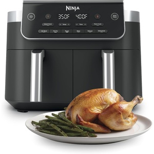 image:imageNinja DZ401 Foodi 10 Quart 6in1 DualZone XL 2Basket Air Fryer with 2 Independent Frying Baskets Match Cook amp Smart Finish to Roast Broil Dehydrate for Quick Easy FamilySized Meals Grey  Air fry roast broil bake reheat dehydrate 2 independent 5 Qt baskets Match Cook IQ Boost8QT  DualZone 2026 Release