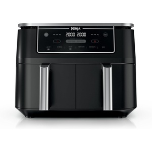 image:imageNinja DZ401 Foodi 10 Quart 6in1 DualZone XL 2Basket Air Fryer with 2 Independent Frying Baskets Match Cook amp Smart Finish to Roast Broil Dehydrate for Quick Easy FamilySized Meals Grey  Air fry roast broil bake reheat dehydrate 2 independent 5 Qt baskets Match Cook IQ Boost10QT  DualZone Black