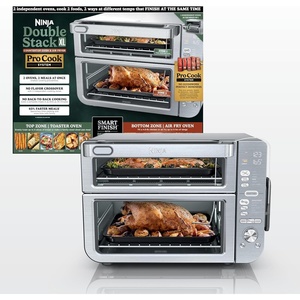 image:imageNinja Double Oven Pro Smart XL 12in1 Thermometer Silver DCT871  Pro Cook thermometer QuartzHeat top oven DualZone Smart Finish Air fry bake broil12in1 Prestige