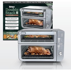 image:imageNinja Double Stack XL Countertop Oven 12in1 Stainless Steel DCT601  DualZone Smart Finish FlavorSeal Fits 45 lb chicken amp 6 lbs wings Air fry bake broil12in1 XL Prestige