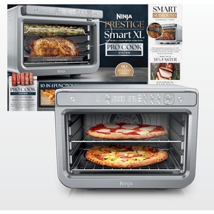 image:imageNinja Double Stack XL Countertop Oven 12in1 Stainless Steel DCT601  DualZone Smart Finish FlavorSeal Fits 45 lb chicken amp 6 lbs wings Air fry bake broil10in1 Prestige