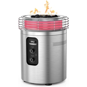 image:imageNinja Fireside360 Fire Pit amp Heater 80000 BTU 3 Modes Push Start Gray  Ninja Fireside360 offers flame heat or both with up to 80000 BTUs hasslefree dial control and smokeless designStainless Steel