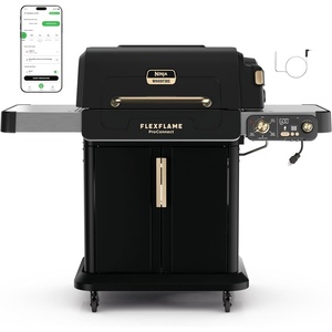 image:imageNinja FlexFlame Grill amp Smoker Electric amp Propane 5in1 SteelPG301  Ninja FlexFlame is a 5in1 grill smoker amp griddle with precise 200600F control fitting 3 chickens or 4 rib racksBlackGold