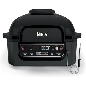 image:imageNinja Foodi 5in1 XL Indoor Grill amp Air Fryer BlackGrey AG301  Cyclonic Grilling Technology for chargrilled flavor indoors yearround 5in1 Grill Air Fry Roast Bake amp Dehydrate XL5in1 Premium w probe