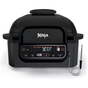 image:imageNinja Foodi Pro 5in1 Indoor Integrated Smart Probe 4Quart Air Fryer Roast Bake Dehydrate an Cyclonic Grilling Technology with 4 Steaks Capacity in a Stainless Finish  Integrated Smart Probe Roast Bake Dehydrate Cyclonic Grilling Technology 4 Steaks CapacityStainless