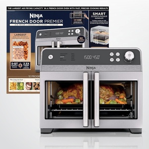 image:imageNinja French Door Premier Air Fry Oven 10in1 203 Qt Stainless FO101  450F cyclonic air PFASfree surface Air fry sear crisp bake broil toast dehydrateSilver