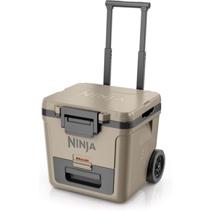 image:imageNinja FrostVault 30qt Cooler with Wheels Dry Storage Lakeshore Blue  Ninja FrostVaults 30qt capacity holds 48 cans keeps food cool amp dry and rolls easily on allterrain wheelsBirch Beige