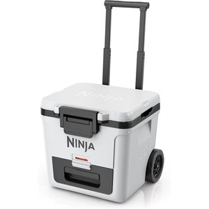 image:imageNinja FrostVault 30qt Cooler with Wheels Dry Storage Lakeshore Blue  Ninja FrostVaults 30qt capacity holds 48 cans keeps food cool amp dry and rolls easily on allterrain wheelsCloud White
