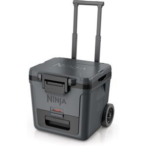 image:imageNinja FrostVault 30qt Cooler with Wheels Dry Storage Lakeshore Blue  Ninja FrostVaults 30qt capacity holds 48 cans keeps food cool amp dry and rolls easily on allterrain wheelsCharcoal Grey