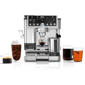 image:imageNinja Luxe Caf Pro Series Espresso Cold Brew Hot Water ES701  Drip Coffee Integrated Tamper Builtin Grinder HandsFree Frother for Cappuccinos Lattes Americanos Dairy or NonDairyStainless Steel