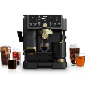 image:imageNinja Luxe Caf Pro designed by David Beckham Espresso Machine Drip Coffee Cold Brew Hot Water Integrated Tamper Builtin Grinder HandsFree Frother for Lattes amp More BlackGold ES771BK