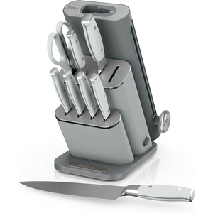 image:imageNinja NeverDull 10Pc German Steel Knife Set Stone Gold NK32010SD1  Stays razorsharp 10 years Premium German steel Removable sharpener stores in a drawer saving up to 35 more counter spaceLight Grey