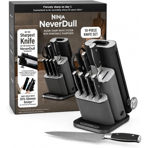image:imageNinja NeverDull 10Pc German Steel Knife Set Stone Gold NK32010SD1  Stays razorsharp 10 years Premium German steel Removable sharpener stores in a drawer saving up to 35 more counter spaceBlack