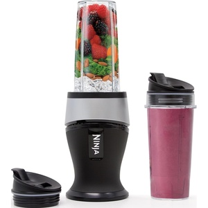 image:imageNinja NutriPlus Personal Blender 900PW 3 20oz Cups Silver BN301  900peakwatt pushtoblend motor for smoothies amp sauces 3 20oz cups 2 spout lids amp storage lid Dishwasher safePush to blend