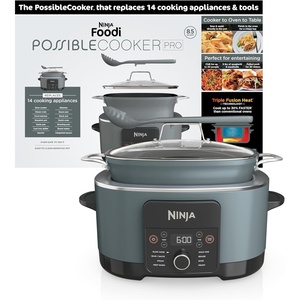 image:imageNinja PossibleCooker PRO Plus 85qt Blue Macaron MC2001  9in1 replaces 16 tools 1400W Slow Cook Sear Saut Proof PastaRice ovensafe ceramic pot cookertooventotableGray