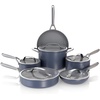 image:imageNinja Ceramic Pro 10Pc Cookware Set PFASFree Midnight Blue CW39010MM  Titaniuminfused ceramic 10year nonstick guarantee No lead cadmium All stovetops amp induction compatible Broil to 550FMidnight Blue