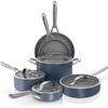 image:imageNinja Ceramic Pro 10Pc Cookware Set PFASFree Midnight Blue CW39010MM  Titaniuminfused ceramic 10year nonstick guarantee No lead cadmium All stovetops amp induction compatible Broil to 550FMidnight Blue