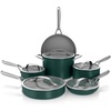 image:imageNinja Ceramic Pro 10Pc Cookware Set PFASFree Midnight Blue CW39010MM  Titaniuminfused ceramic 10year nonstick guarantee No lead cadmium All stovetops amp induction compatible Broil to 550FGreen