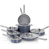 image:imageNinja Ceramic Pro 10Pc Cookware Set PFASFree Midnight Blue CW39010MM  Titaniuminfused ceramic 10year nonstick guarantee No lead cadmium All stovetops amp induction compatible Broil to 550FMidnight Blue