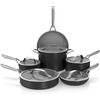 image:imageNinja Ceramic Pro 10Pc Cookware Set PFASFree Midnight Blue CW39010MM  Titaniuminfused ceramic 10year nonstick guarantee No lead cadmium All stovetops amp induction compatible Broil to 550FBlack